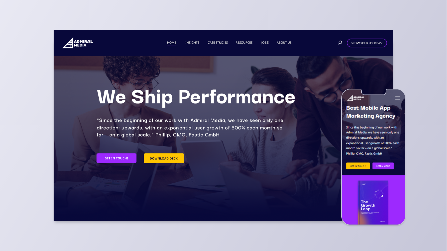 Admiral Redesigned website for Admiral Media developed by AGCS.