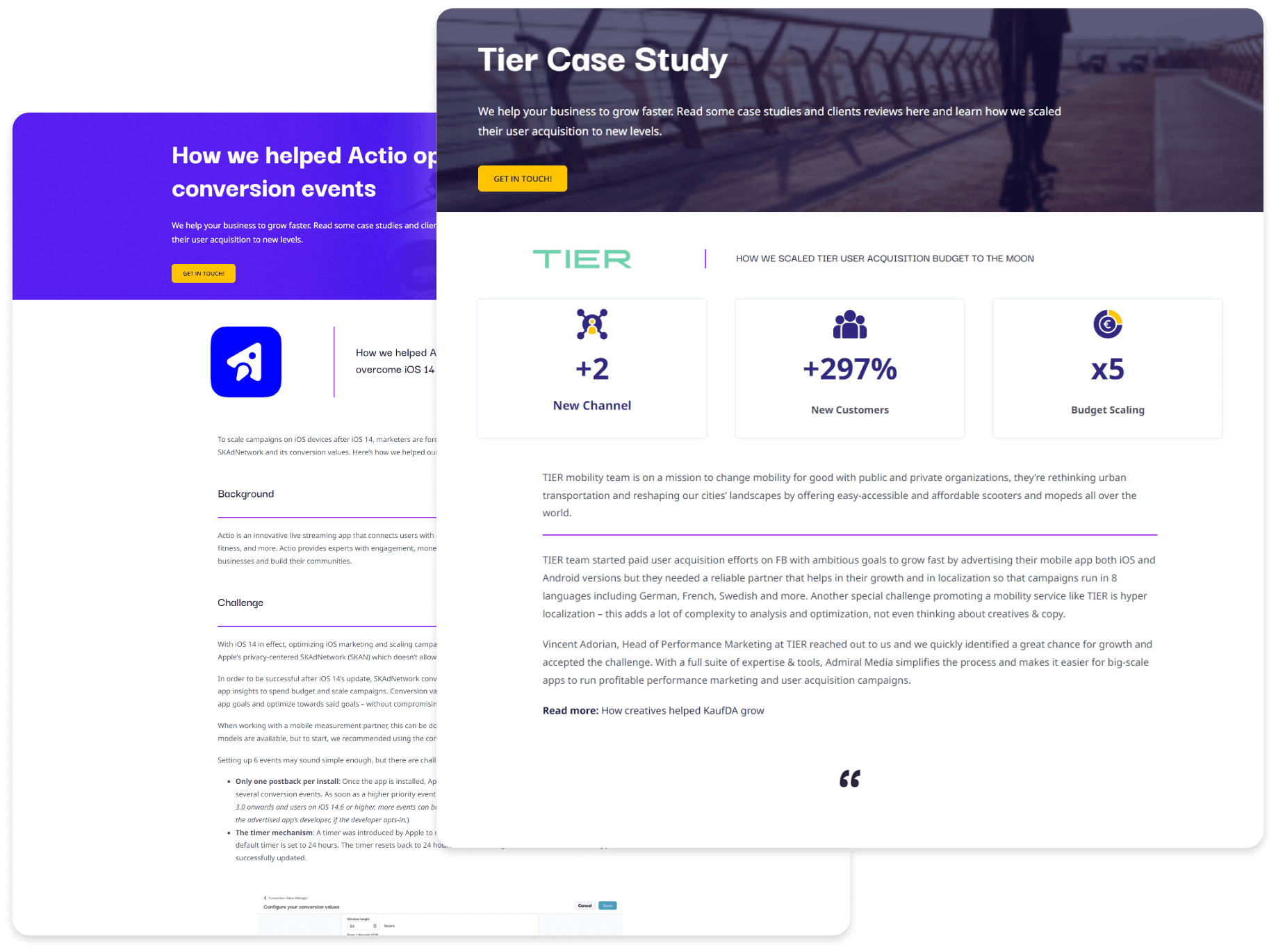 Case study from the Admiral Media website developed by AGCS