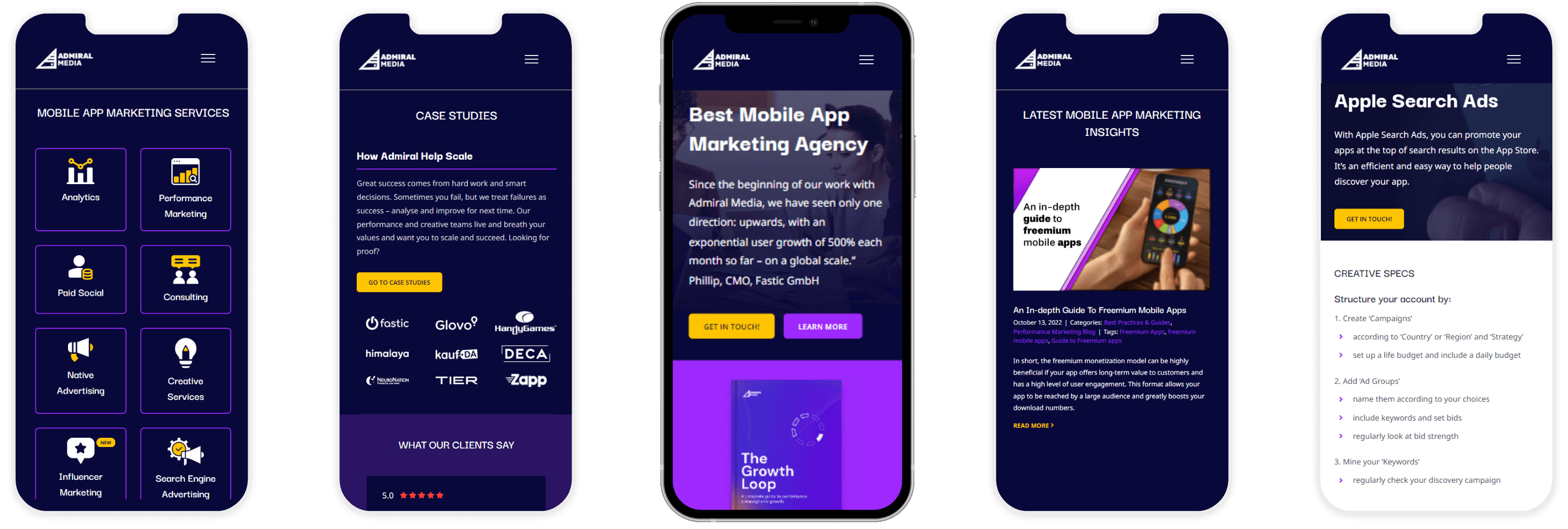 Admiral Media mobile website developed by AGCS