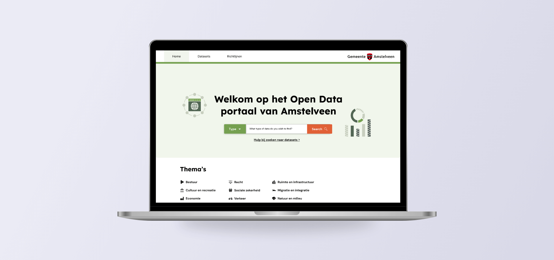 Gemeente Amstelveen website shown on a laptop computer