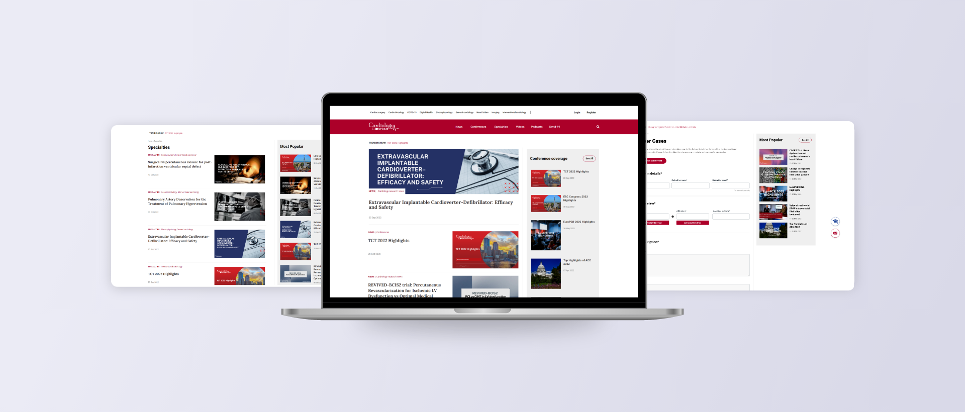 Cardiology Update website shown on a laptop computer