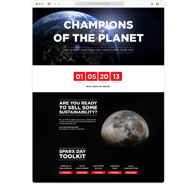 Champions of the planet landing page