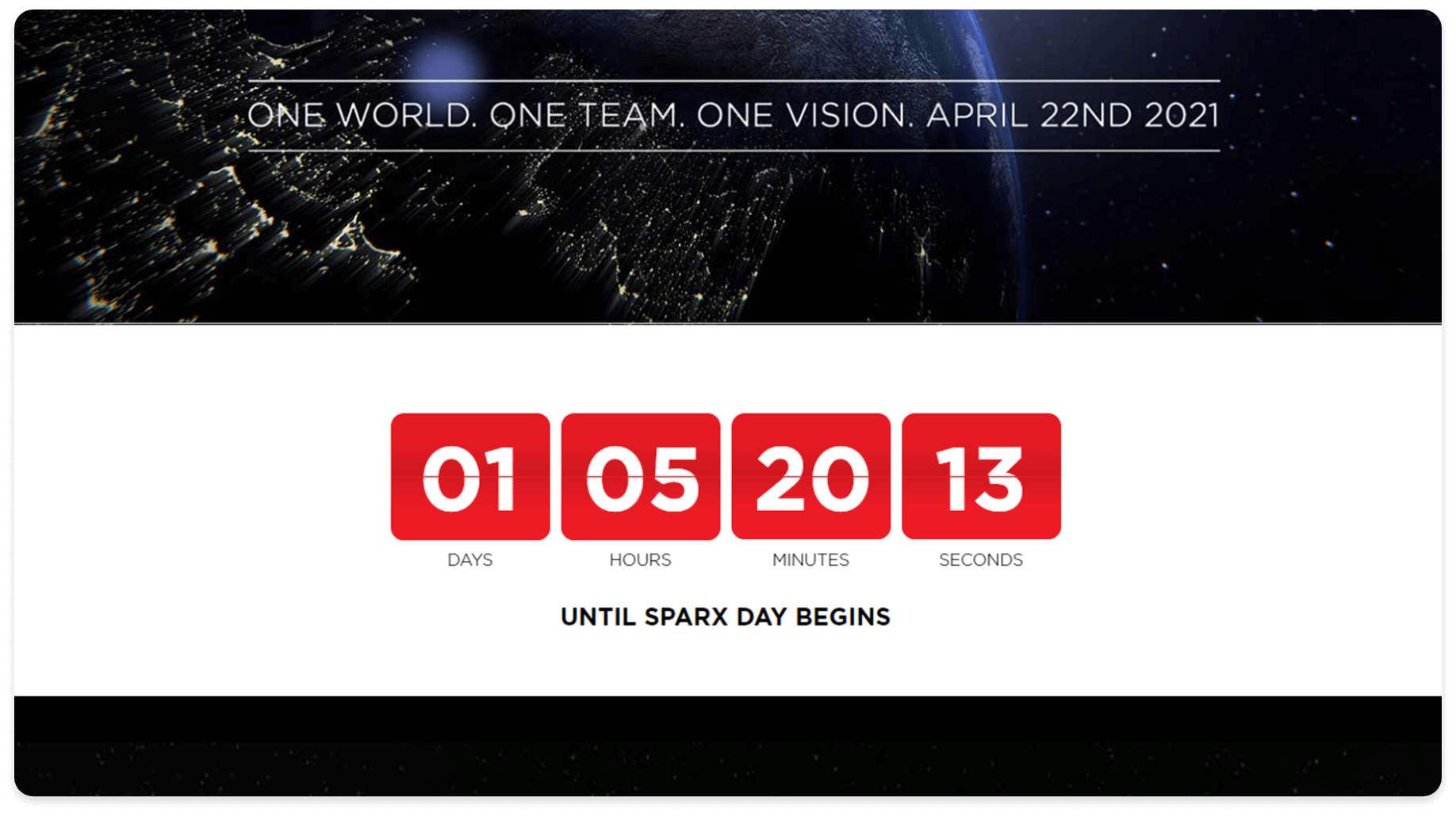 Live countdown from the Equinix Sparx Day website developed by AGCS