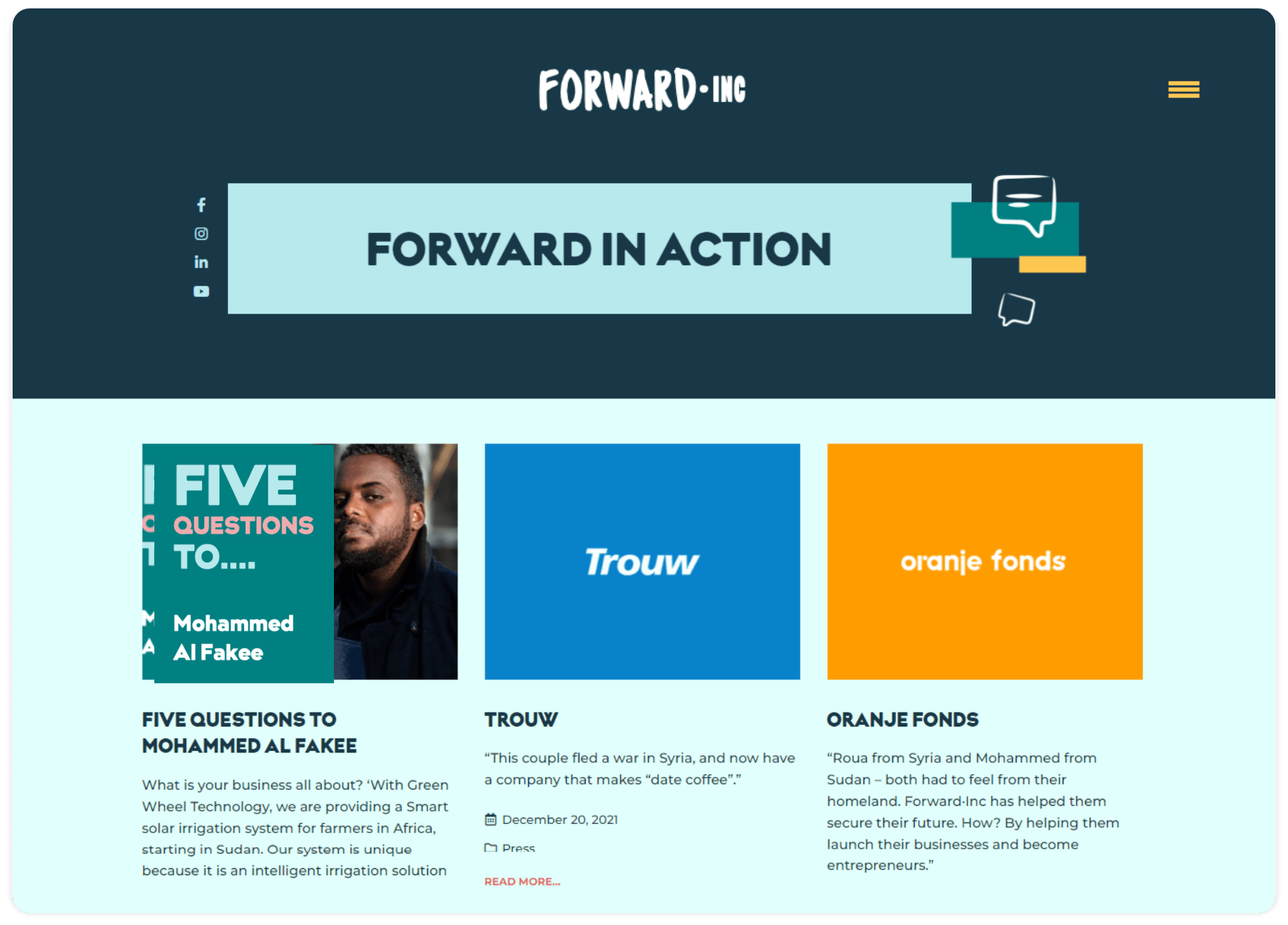 Blog page from the Forward Inc website developed by AGCS