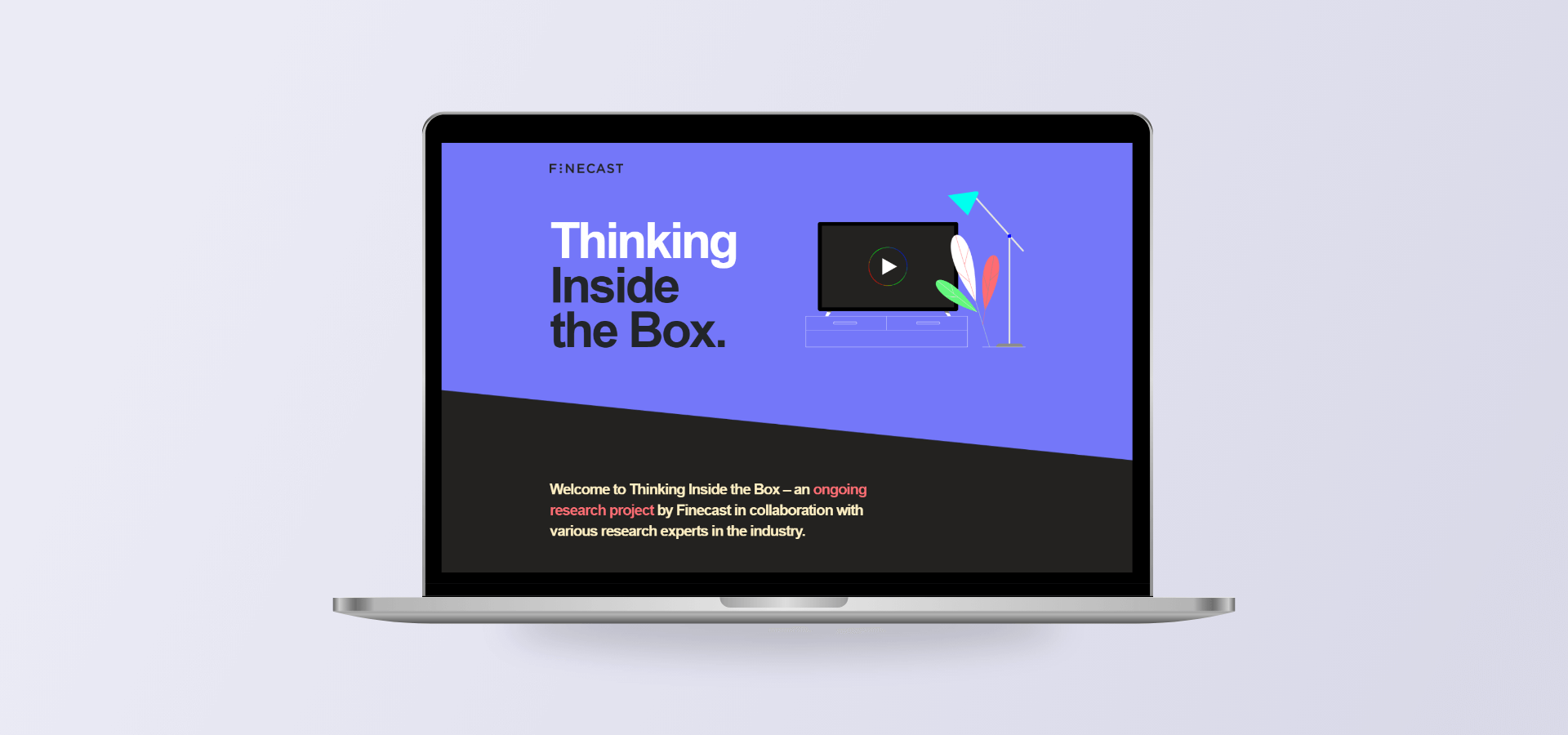 Thinking Inside The Box website shown on a laptop computer