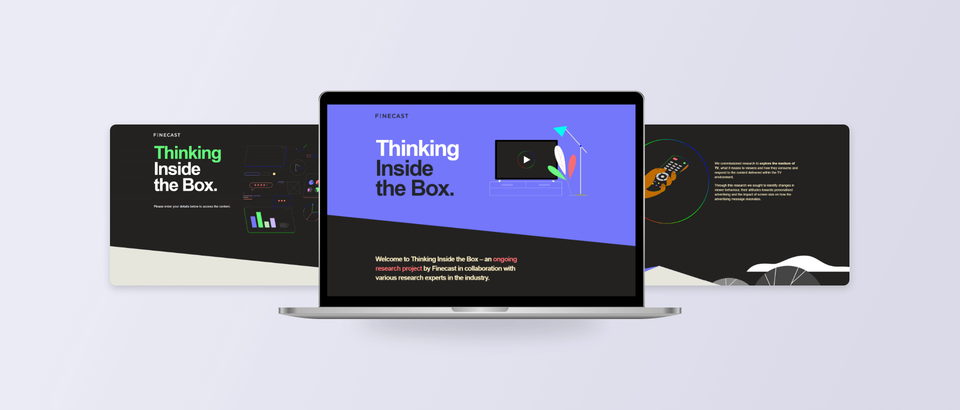 Thinking Inside The Box website shown on a laptop computer