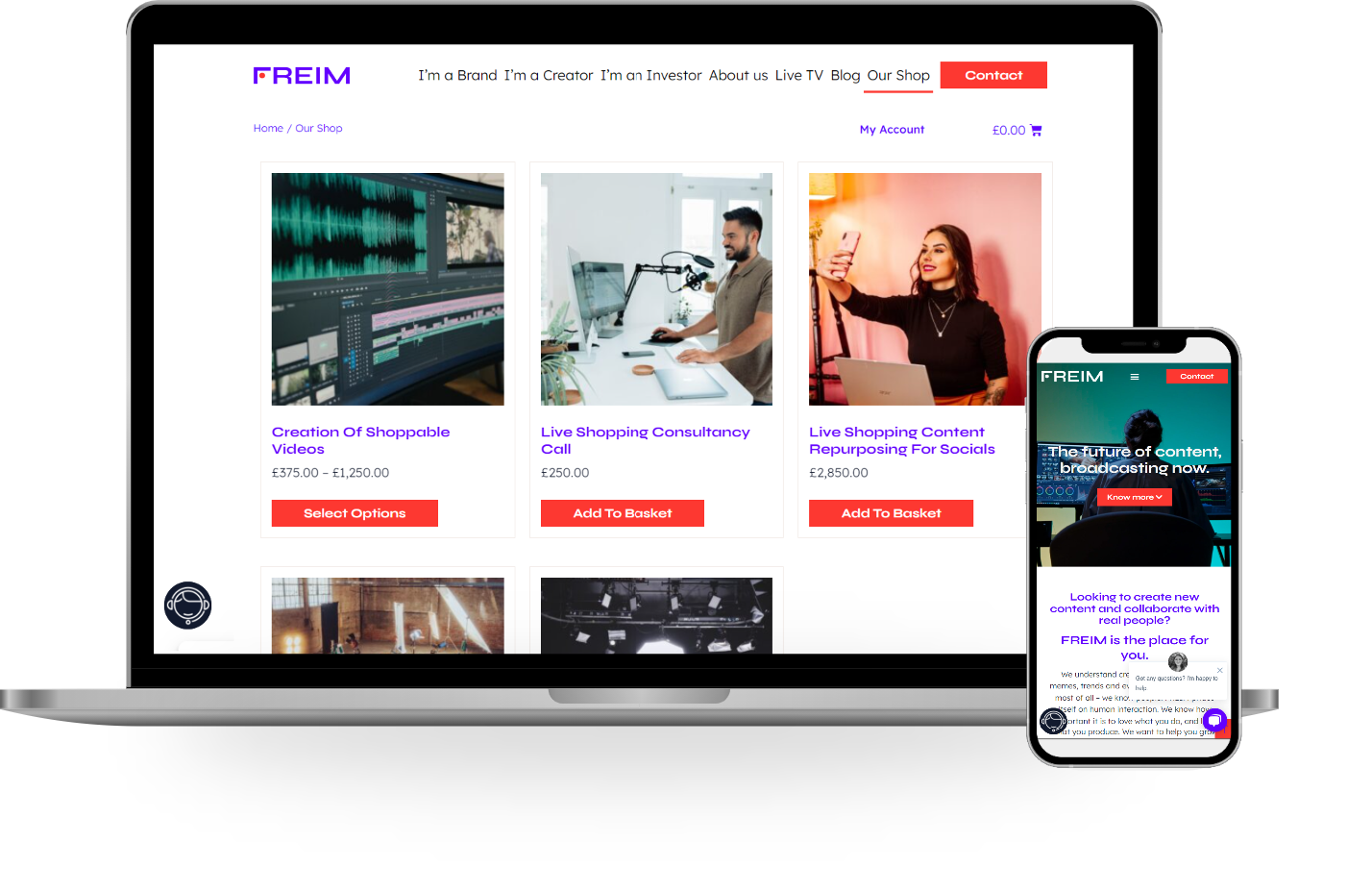Freim Website in different devices