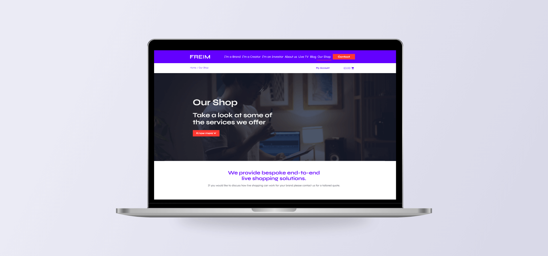Freim Studio website shown on a laptop computer