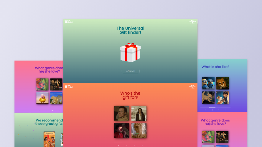 Gift_game Interactive landing page for Universal Pictures developed by AGCS.