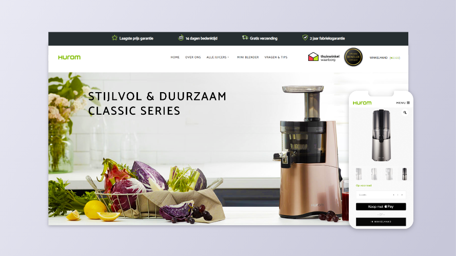 Hurom WooCommerce website for Hurom developed by AGCS.