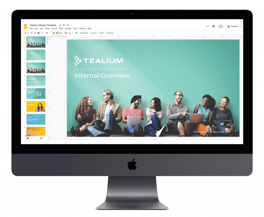 sale-deck iMac showing a Google Slides presentation layout