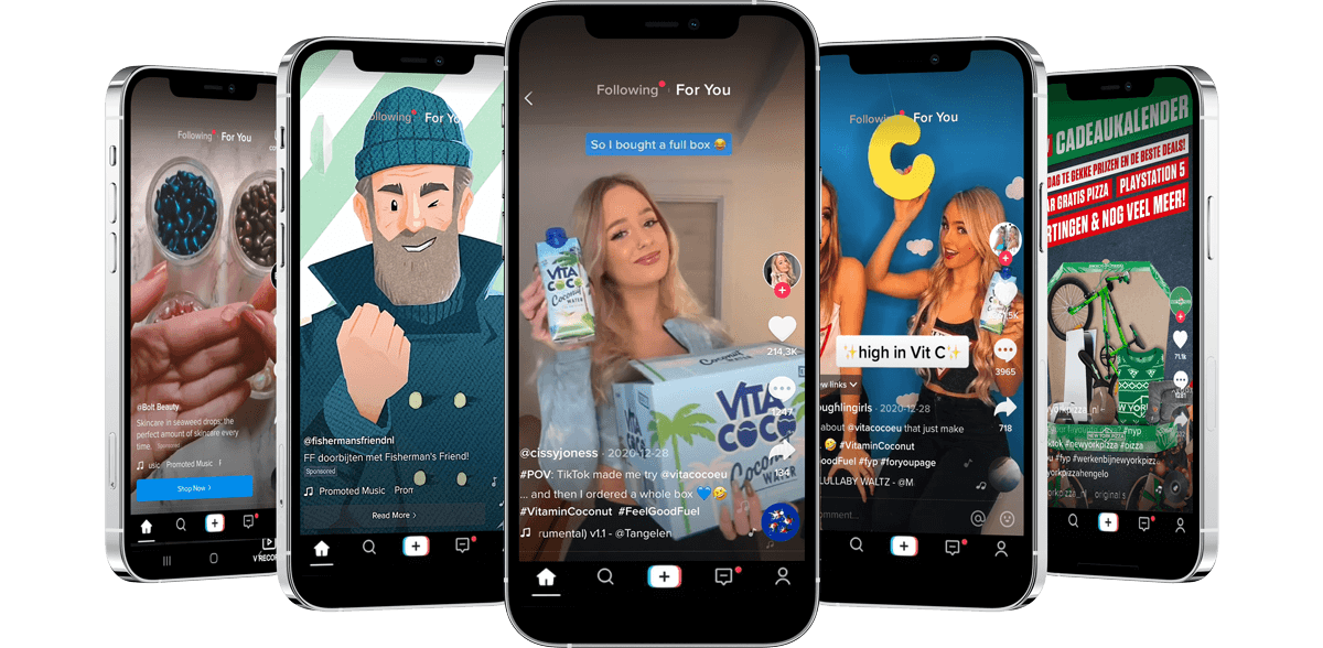 TikTok-ads Mobile phones showing TikTok advertising
