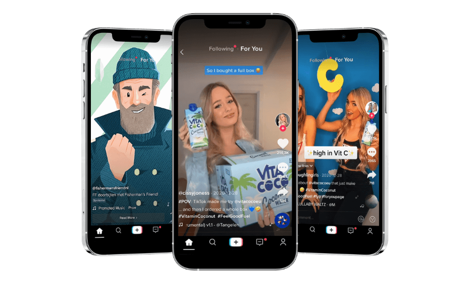 TikTok ads_mobile Mobile phones showing TikTok advertising