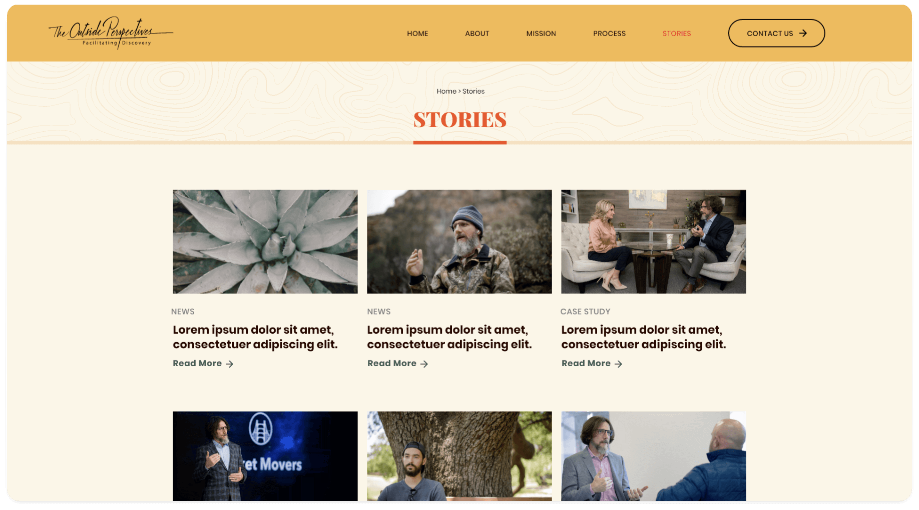 Blog page from the Outside Perspectives website developed by AGCS