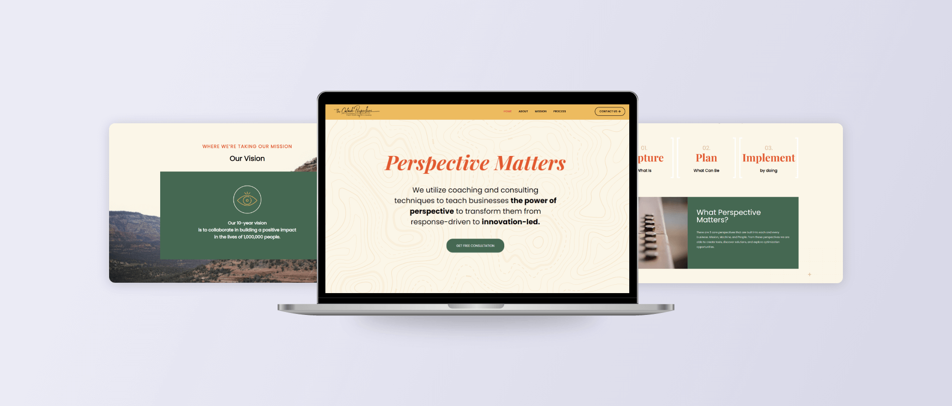 Outside Perspectives website shown on a laptop computer