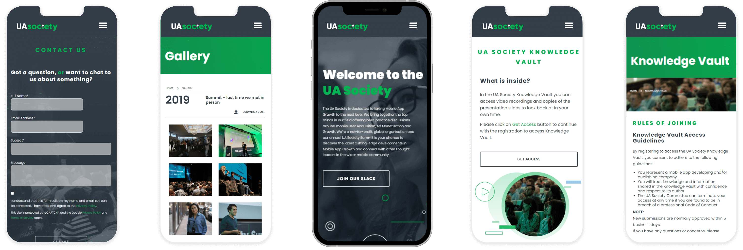 UA Society mobile website developed by AGCS
