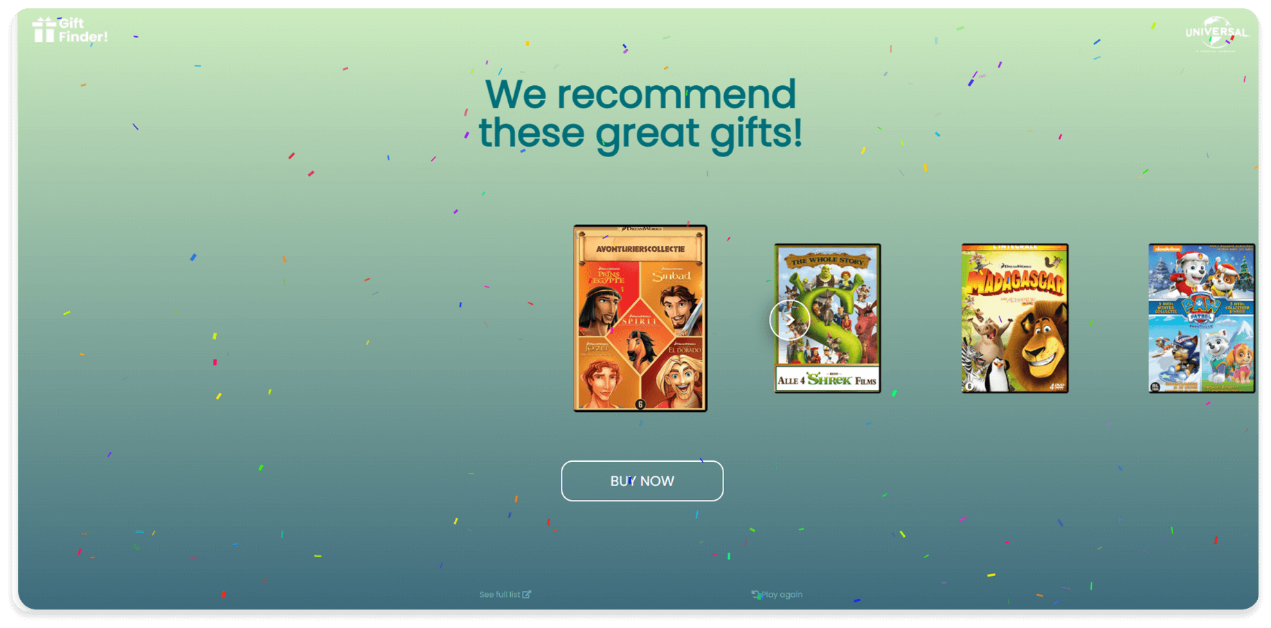 Gift recommendation from the Universal Gift Finder website developed by AGCS