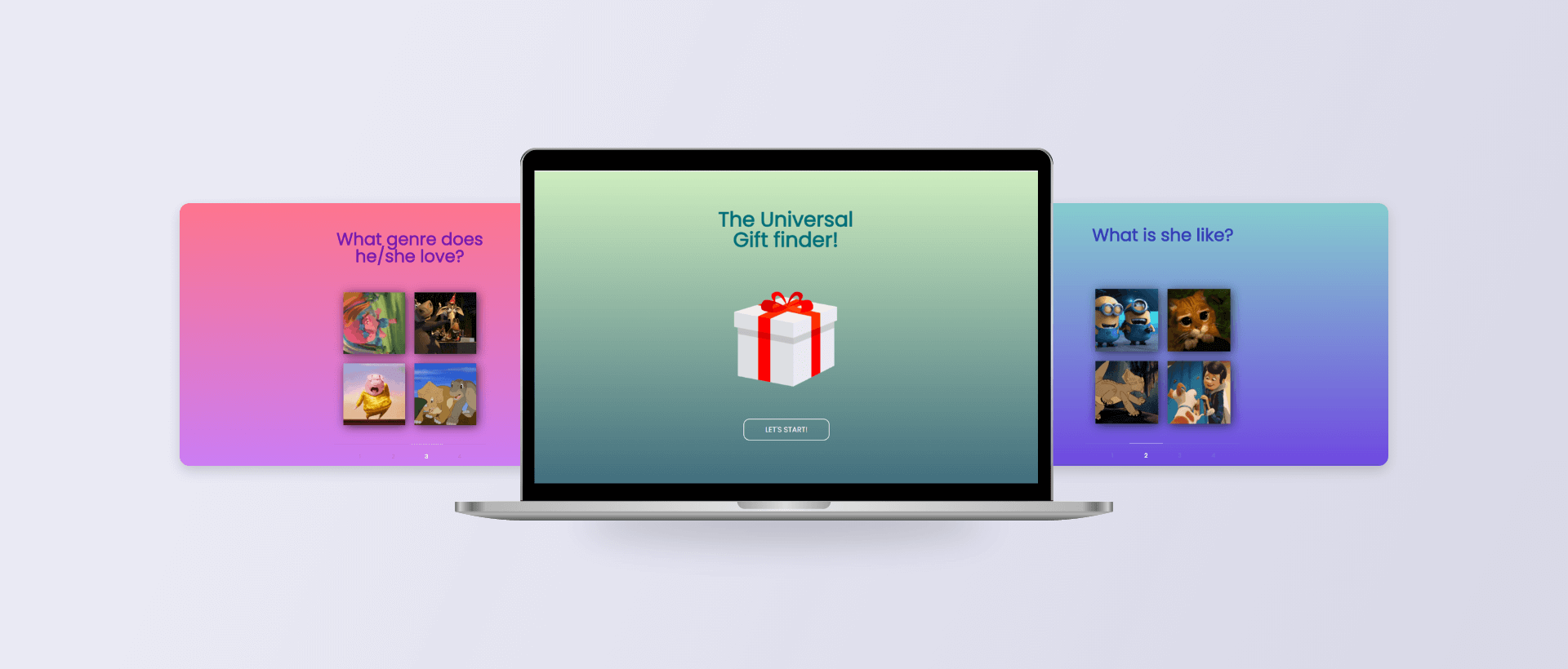 Universal Gift Finder website shown on a laptop computer