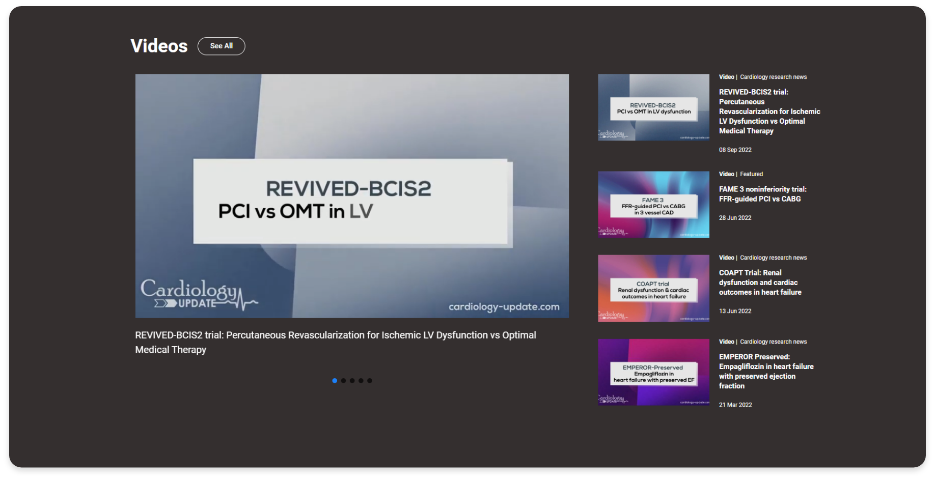 Video Gallery from the Cardiology Update website developed by AGCS