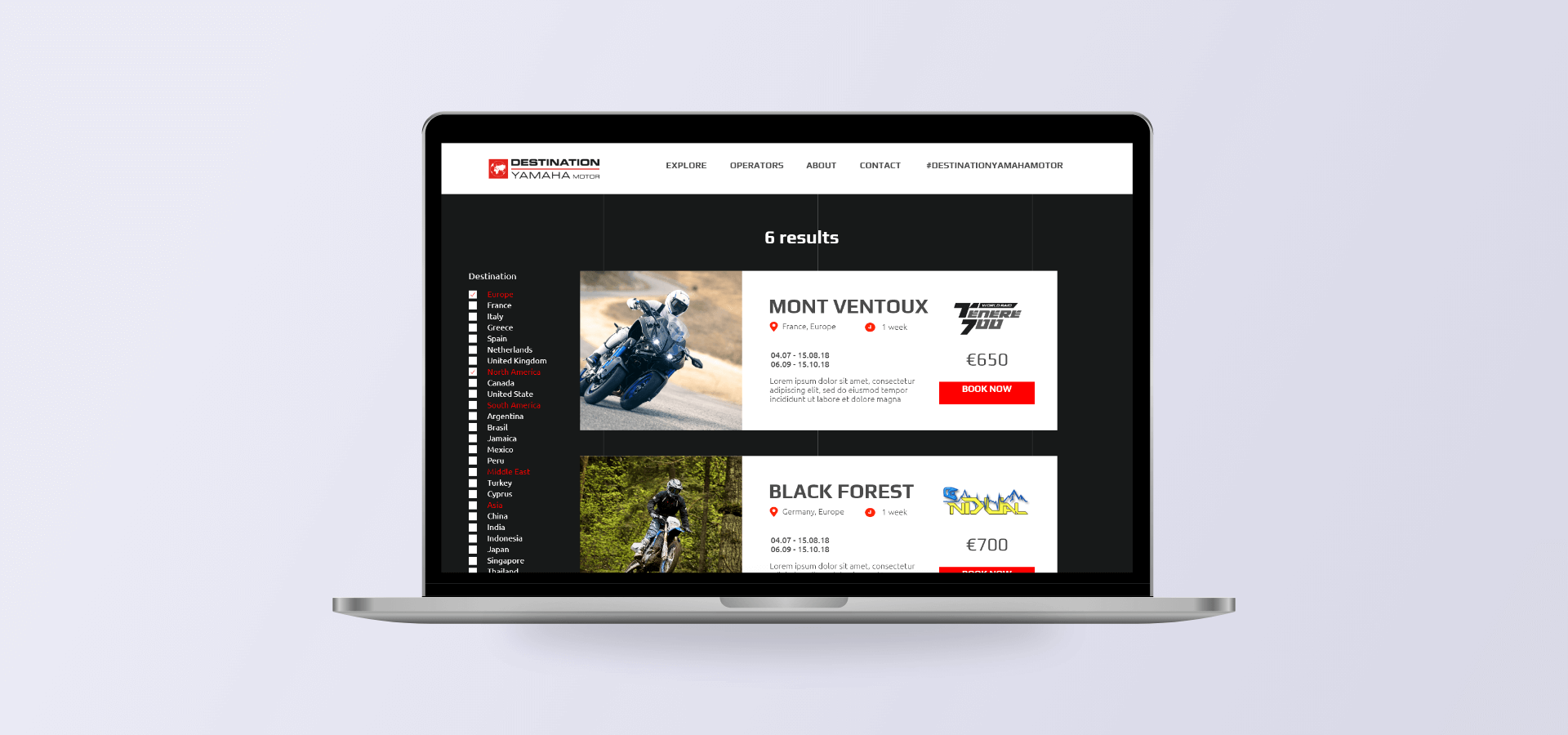 Yamaha Motor website shown on a laptop computer